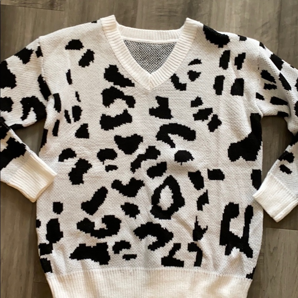 Black and White Leopard Print Sweater